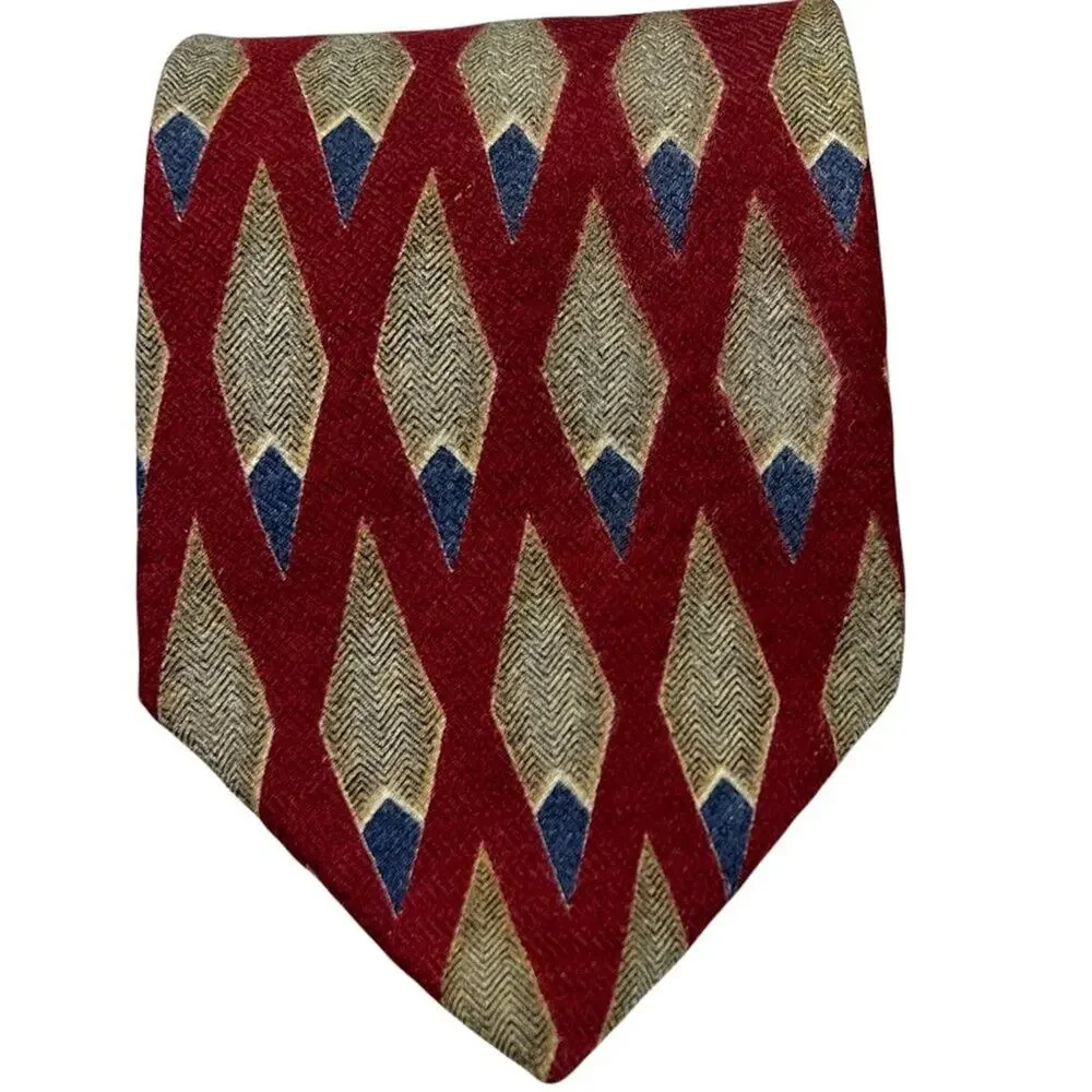 Monsieur Givenchy Burgundy Cream Blue Diamond Silk Necktie Men’s 59.75